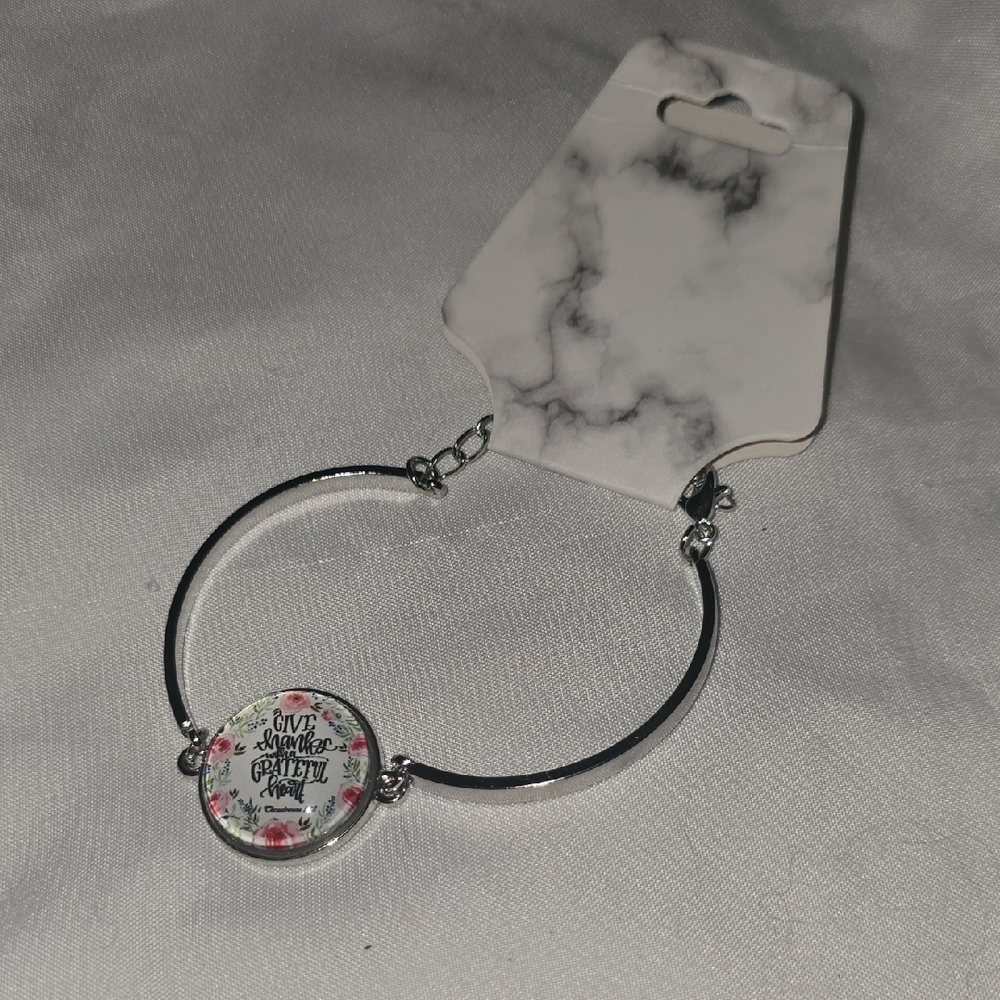 Silver Floral Clasp Closure Bracelet